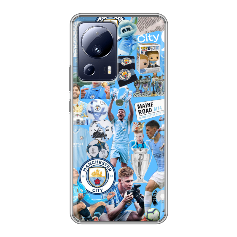 Силиконовый противоударный чехол на Xiaomi 13 Lite с принтом Man City Манчестер Сити Силиконовый противоударный чехол на Xiaomi 13 Lite с принтом Man City Манчестер Сити