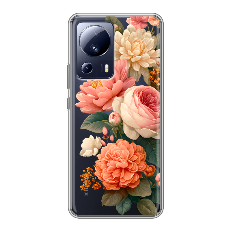 Силиконовый чехол на Xiaomi 13 Lite с принтом цветы Силиконовый чехол на Xiaomi 13 Lite с принтом цветы