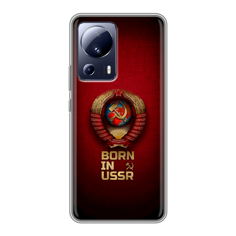 Силиконовый противоударный чехол на Xiaomi 13 Lite с принтом Флаг Герб СССР Силиконовый противоударный чехол на Xiaomi 13 Lite с принтом Флаг Герб СССР
