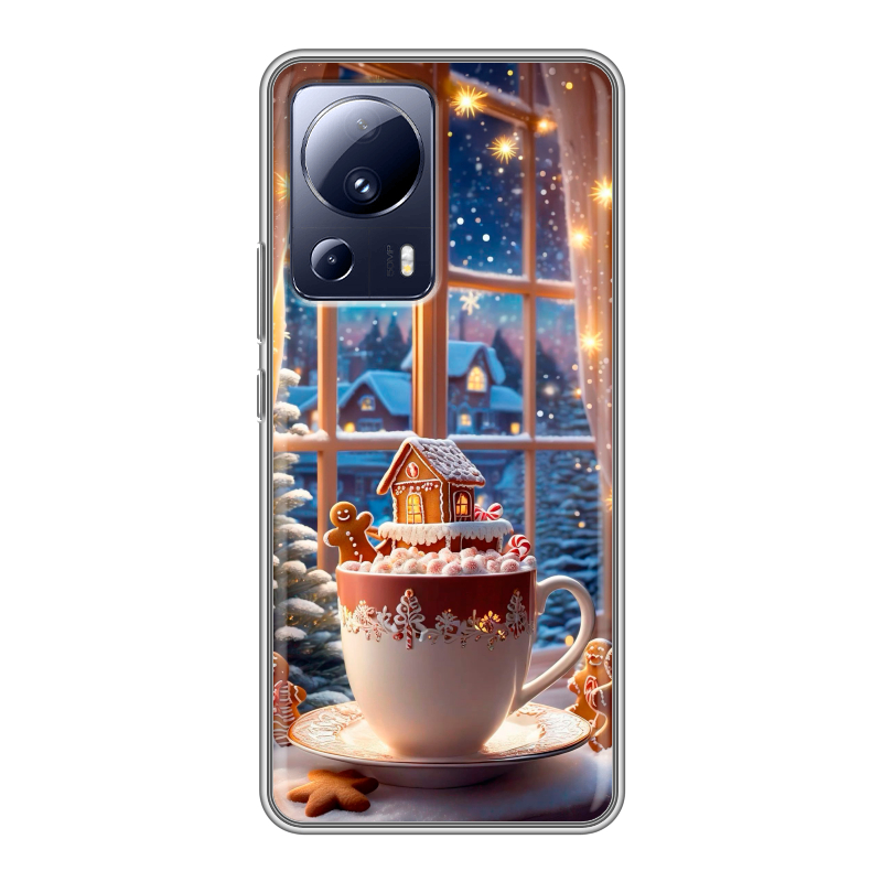 Силиконовый противоударный чехол на Xiaomi 13 Lite с принтом Новый год Силиконовый противоударный чехол на Xiaomi 13 Lite с принтом Новый год