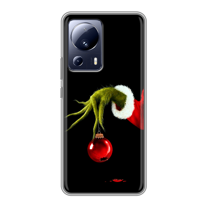 Силиконовый чехол на Xiaomi 13 Lite с принтом Новый год Гринч Силиконовый чехол на Xiaomi 13 Lite с принтом Новый год Гринч
