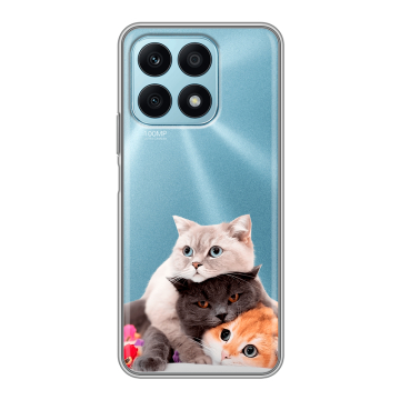 Силиконовый чехол на Huawei Honor X8a с принтом Кошки Силиконовый чехол на Huawei Honor X8a с принтом Кошки