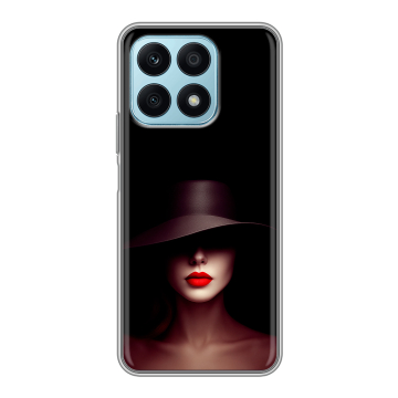 Силиконовый чехол на Huawei Honor X8a с принтом Девушка в шляпе Силиконовый чехол на Huawei Honor X8a с принтом Девушка в шляпе