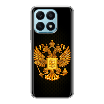 Силиконовый чехол на Huawei Honor X8a с принтом Герб России желтый