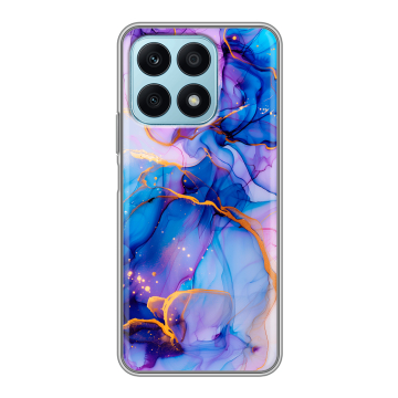 Силиконовый чехол на Huawei Honor X8a с принтом синий мрамор