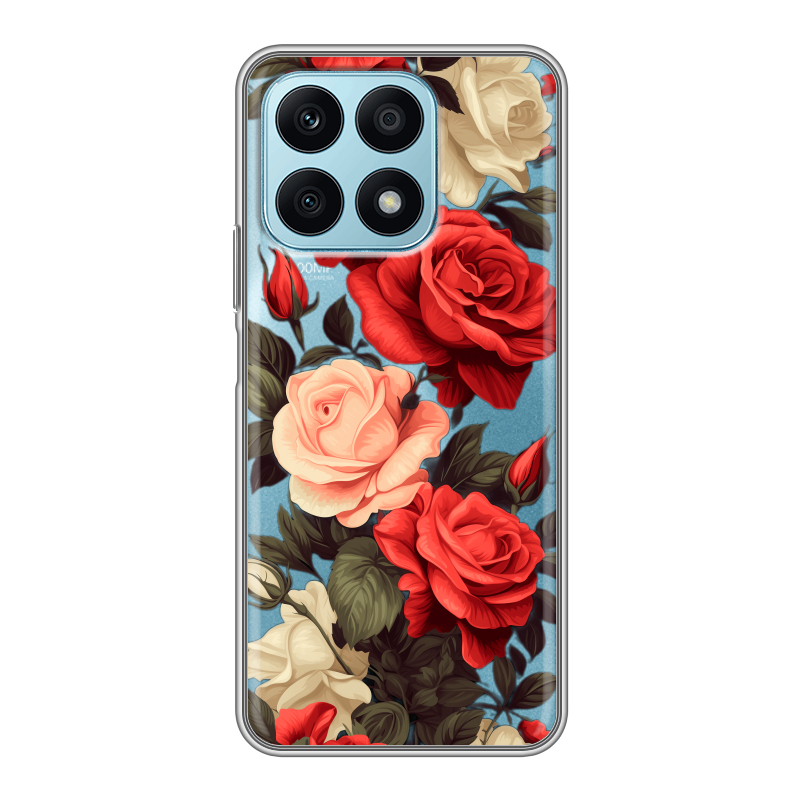 Силиконовый чехол на Huawei Honor X8a с принтом Розы Силиконовый чехол на Huawei Honor X8a с принтом Розы
