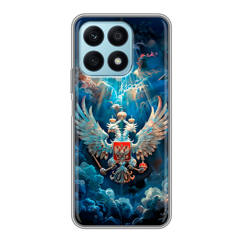 Силиконовый противоударный чехол на Huawei Honor X8a с принтом Герб флаг России Силиконовый противоударный чехол на Huawei Honor X8a с принтом Герб флаг России