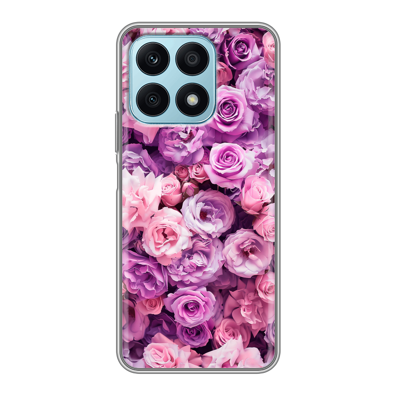 Силиконовый противоударный чехол на Huawei Honor X8a с принтом лавандовые розы Силиконовый противоударный чехол на Huawei Honor X8a с принтом лавандовые розы