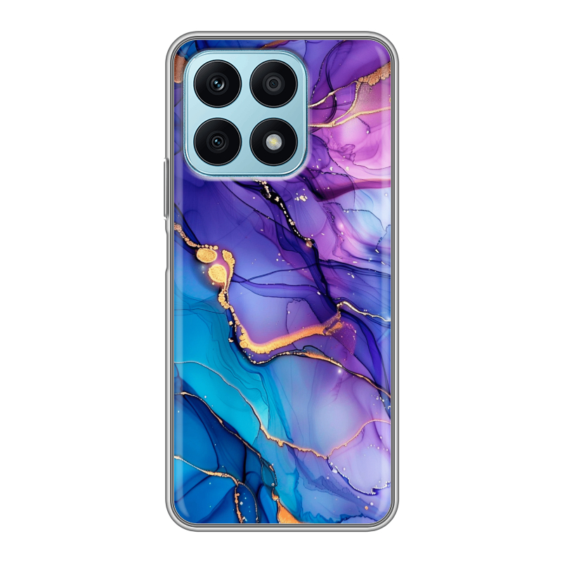 Силиконовый чехол на Huawei Honor X8a с принтом синий мрамор Силиконовый чехол на Huawei Honor X8a с принтом синий мрамор