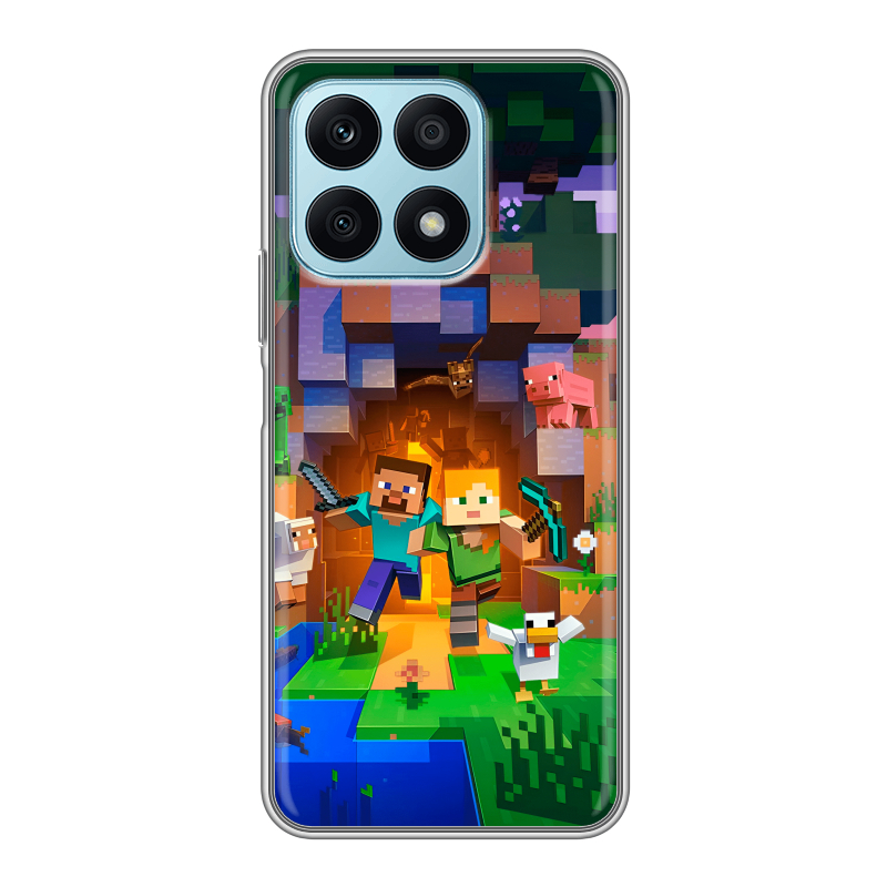 Силиконовый чехол на Huawei Honor X8a с принтом Майнкрафт Minecraft Силиконовый чехол на Huawei Honor X8a с принтом Майнкрафт Minecraft