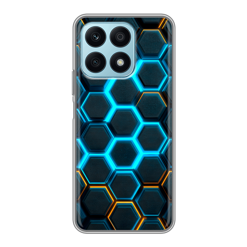 Силиконовый чехол на Huawei Honor X8a с принтом Неоновые соты Силиконовый чехол на Huawei Honor X8a с принтом Неоновые соты