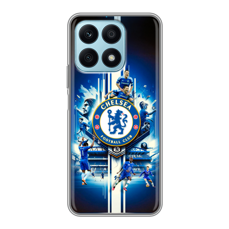 Силиконовый противоударный чехол на Huawei Honor X8a с принтом Chelsea Челси Силиконовый противоударный чехол на Huawei Honor X8a с принтом Chelsea Челси