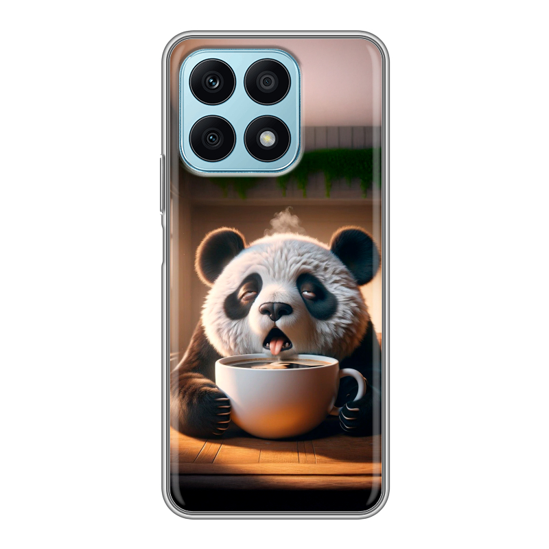 Силиконовый чехол на Huawei Honor X8a с принтом смешная панда Силиконовый чехол на Huawei Honor X8a с принтом смешная панда