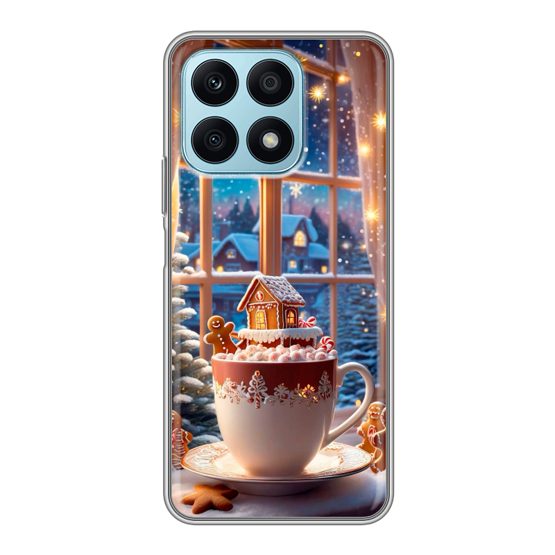 Силиконовый чехол на Huawei Honor X8a с принтом Новый год Силиконовый чехол на Huawei Honor X8a с принтом Новый год