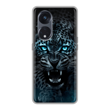 Силиконовый чехол на OPPO Reno8 T 5G с принтом Темный леопард Силиконовый чехол на OPPO Reno8 T 5G с принтом Темный леопард