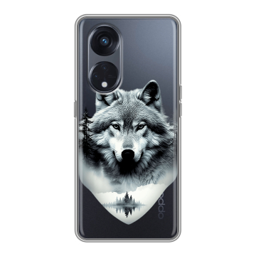 Силиконовый чехол на OPPO Reno8 T 5G с принтом Волк в лесу