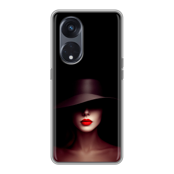Силиконовый чехол на OPPO Reno8 T 5G с принтом Девушка в шляпе