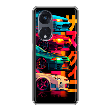 Силиконовый чехол на OPPO Reno8 T 5G с принтом Гоночные машины