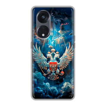Силиконовый чехол на OPPO Reno8 T 5G с принтом Герб флаг России