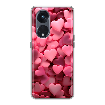 Силиконовый чехол на OPPO Reno8 T 5G с принтом розовые сердечки