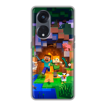 Силиконовый чехол на OPPO Reno8 T 5G с принтом Майнкрафт Minecraft