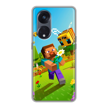 Силиконовый чехол на OPPO Reno8 T 5G с принтом Майнкрафт Minecraft
