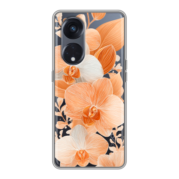 Силиконовый чехол на OPPO Reno8 T 5G с принтом Бежевые цветы