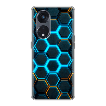 Силиконовый чехол на OPPO Reno8 T 5G с принтом Неоновые соты