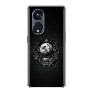 Силиконовый чехол на OPPO Reno8 T 5G с принтом Герб Флаг СССР