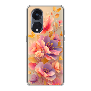 Силиконовый чехол на OPPO Reno8 T 5G с принтом Цветы и бабочки
