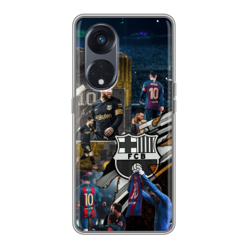 Силиконовый чехол на OPPO Reno8 T 5G с принтом Messi Barcelona