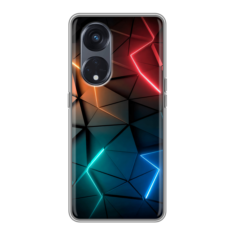 Силиконовый чехол на OPPO Reno8 T 5G с принтом Абстракция неон Силиконовый чехол на OPPO Reno8 T 5G с принтом Абстракция неон