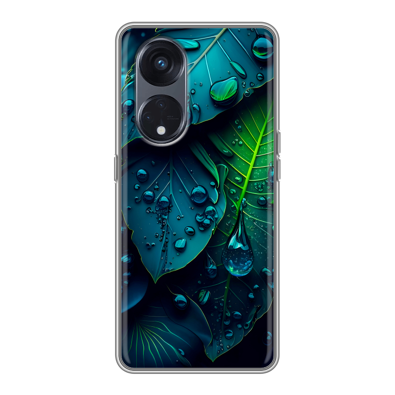 Силиконовый чехол на OPPO Reno8 T 5G с принтом Листья Силиконовый чехол на OPPO Reno8 T 5G с принтом Листья