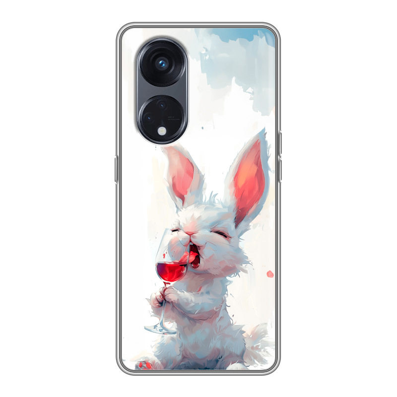 Силиконовый противоударный чехол на OPPO Reno8 T 5G с принтом кролик зайчик Силиконовый противоударный чехол на OPPO Reno8 T 5G с принтом кролик зайчик