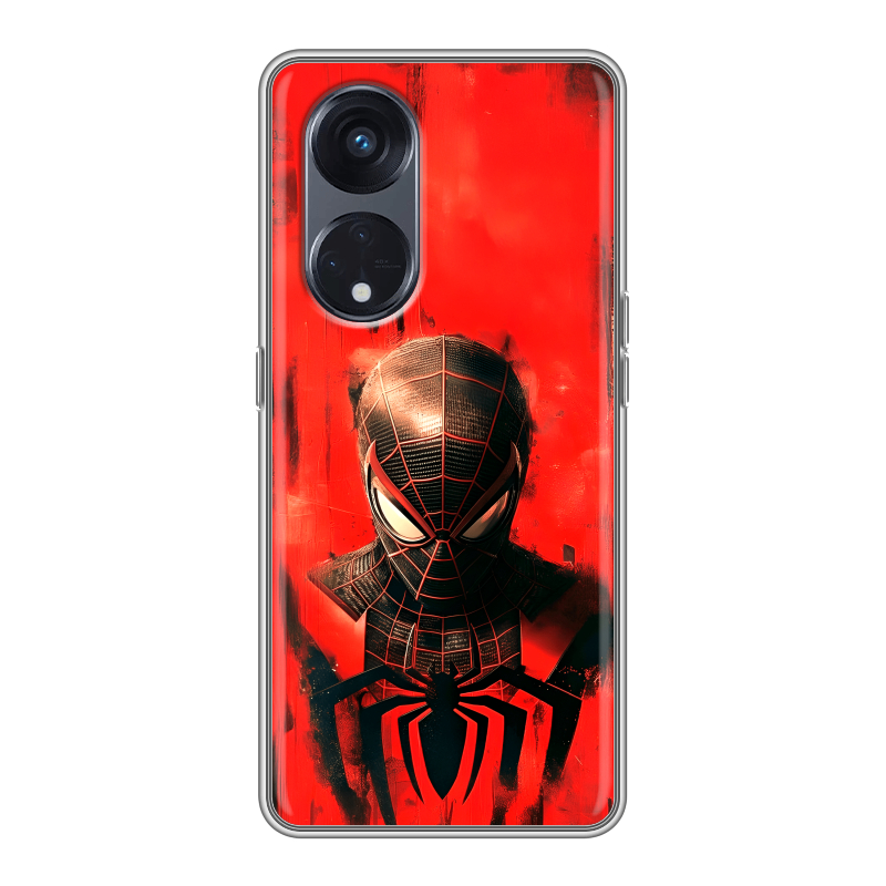 Силиконовый чехол на OPPO Reno8 T 5G с принтом человек паук spiderman Силиконовый чехол на OPPO Reno8 T 5G с принтом человек паук spiderman