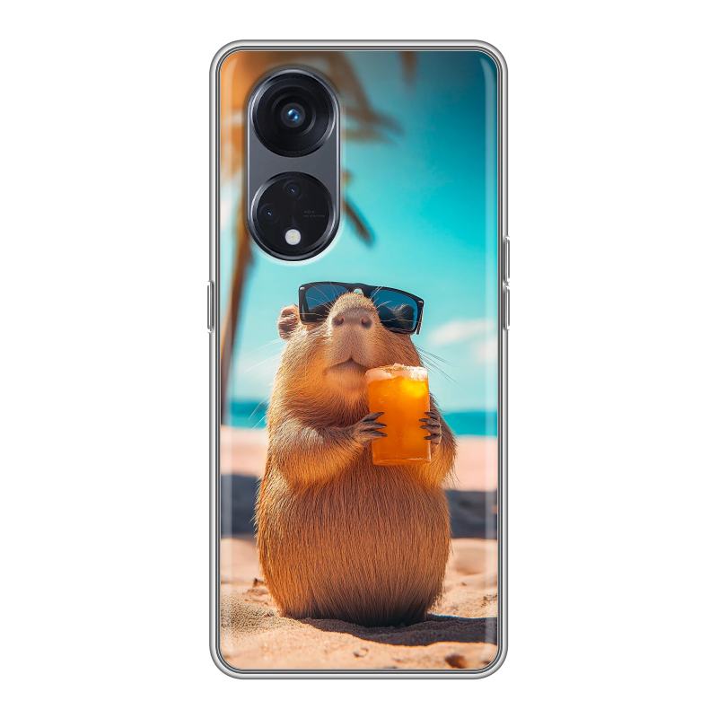Силиконовый чехол на OPPO Reno8 T 5G с принтом Капибара Силиконовый чехол на OPPO Reno8 T 5G с принтом Капибара