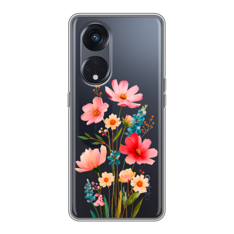 Силиконовый чехол на OPPO Reno8 T 5G с принтом Цветы Силиконовый чехол на OPPO Reno8 T 5G с принтом Цветы
