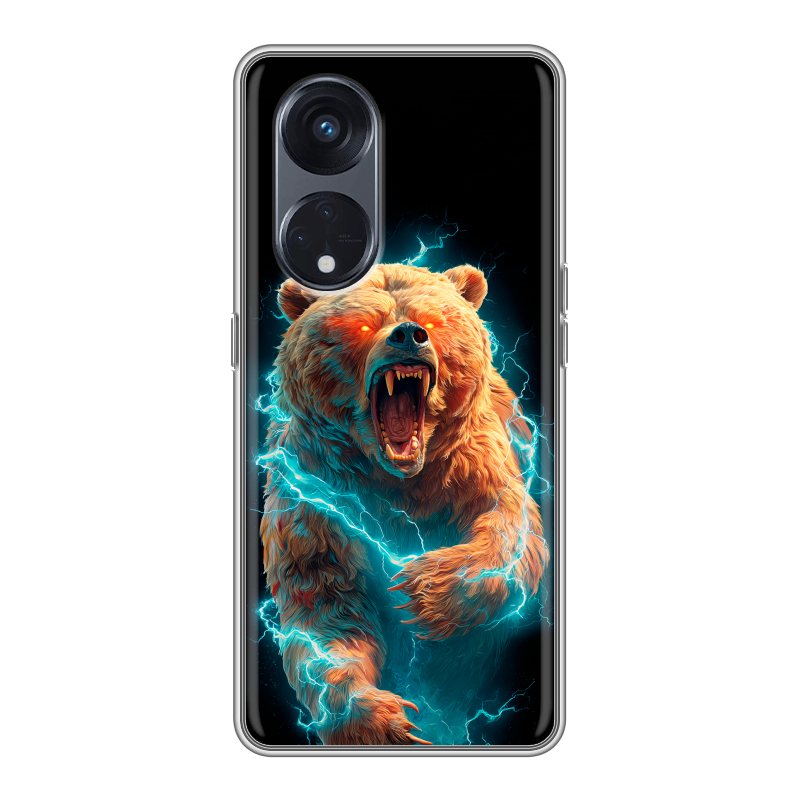 Силиконовый противоударный чехол на OPPO Reno8 T 5G с принтом Медведь Силиконовый противоударный чехол на OPPO Reno8 T 5G с принтом Медведь