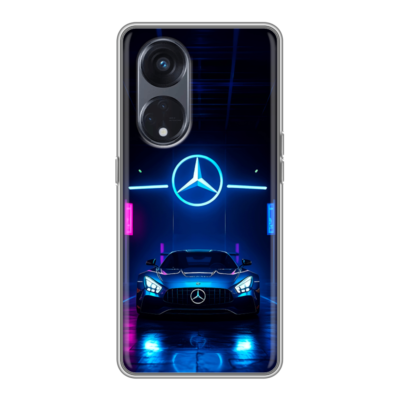 Силиконовый чехол на OPPO Reno8 T 5G с принтом Mercedes Мерседес Силиконовый чехол на OPPO Reno8 T 5G с принтом Mercedes Мерседес
