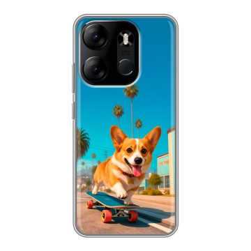 Силиконовый чехол на Tecno Spark Go 2023 с принтом Корги на скейте