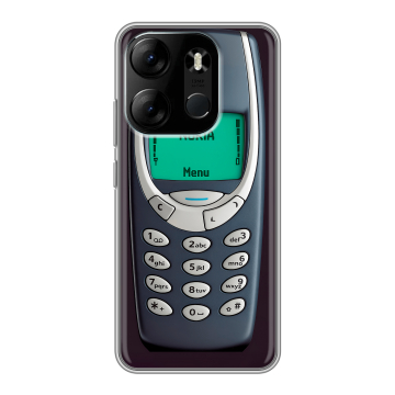 Силиконовый чехол на Tecno Spark Go 2023 с принтом Старый телефон