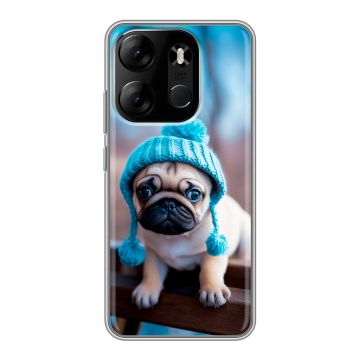 Силиконовый чехол на Tecno Spark Go 2023 с принтом Мопс в шапке
