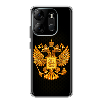 Силиконовый чехол на Tecno Spark Go 2023 с принтом Герб России желтый