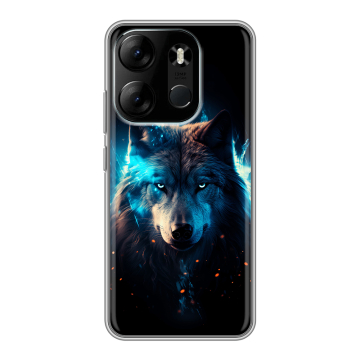 Силиконовый чехол на Tecno Spark Go 2023 с принтом Волк ночной Силиконовый чехол на Tecno Spark Go 2023 с принтом Волк ночной