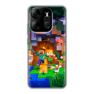 Силиконовый чехол на Tecno Spark Go 2023 с принтом Майнкрафт Minecraft