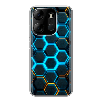 Силиконовый чехол на Tecno Spark Go 2023 с принтом Неоновые соты