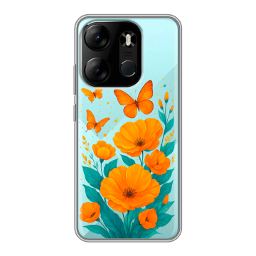 Силиконовый чехол на Tecno Spark Go 2023 с принтом цветы бабочки