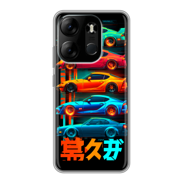 Силиконовый чехол на Tecno Spark Go 2023 с принтом машины тачки