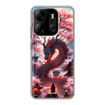 Силиконовый чехол на Tecno Spark Go 2023 с принтом Дракон Японский