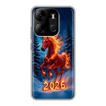 Силиконовый чехол на Tecno Spark Go 2023 с принтом Новый год коня